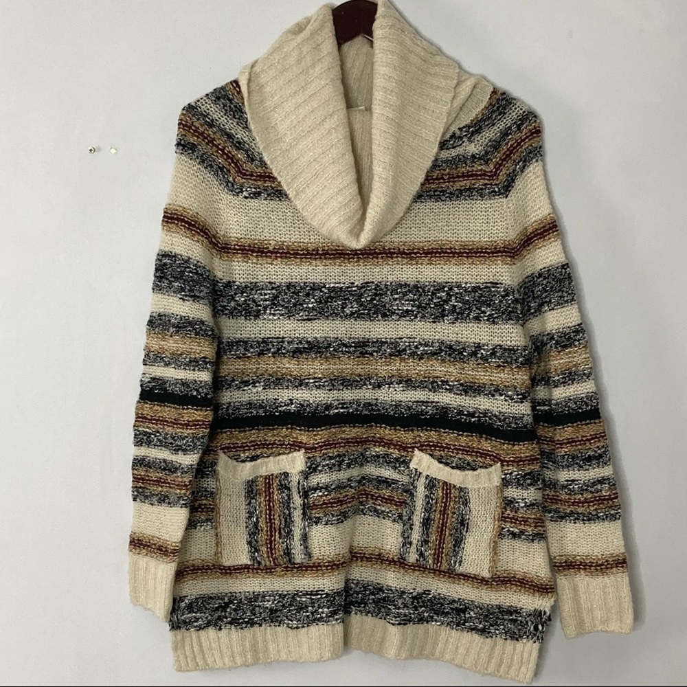 Sun and Shadow Nordstrom Size XXS Boho Stripe Cowlneck Serape Sweater